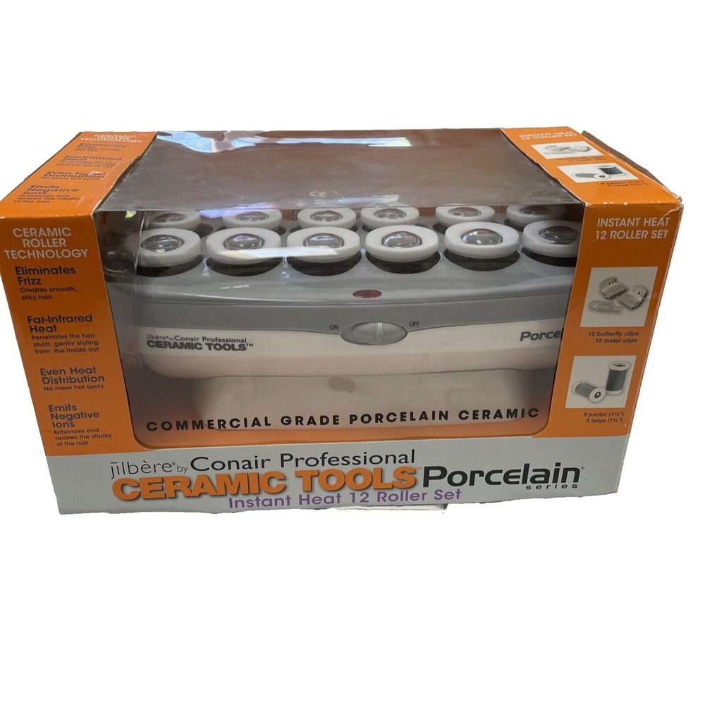 Jilbère‎ by Conair Prof Ceramic Tools Porcelain 12 Hot Roller Set-Open Box